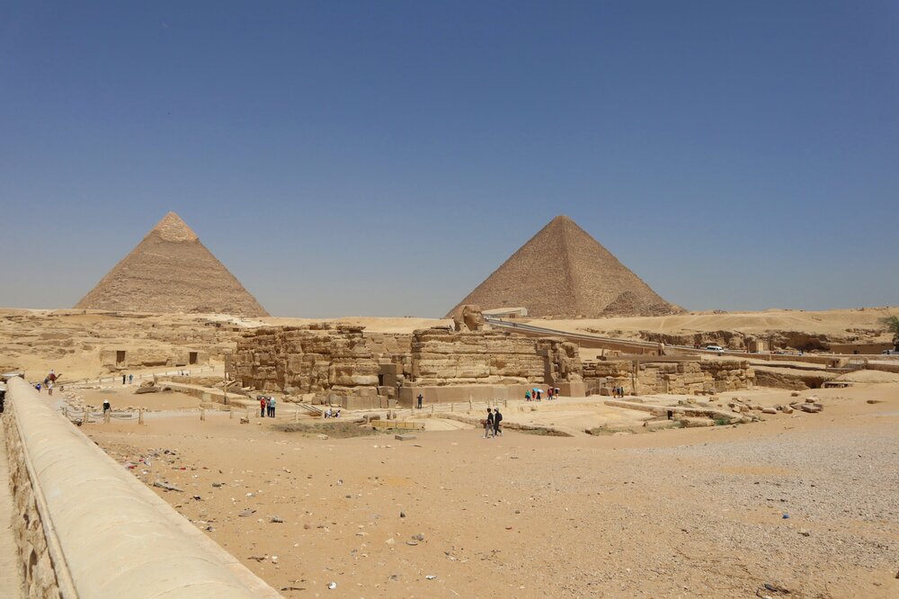 View of the Sphinx and the Pyramids