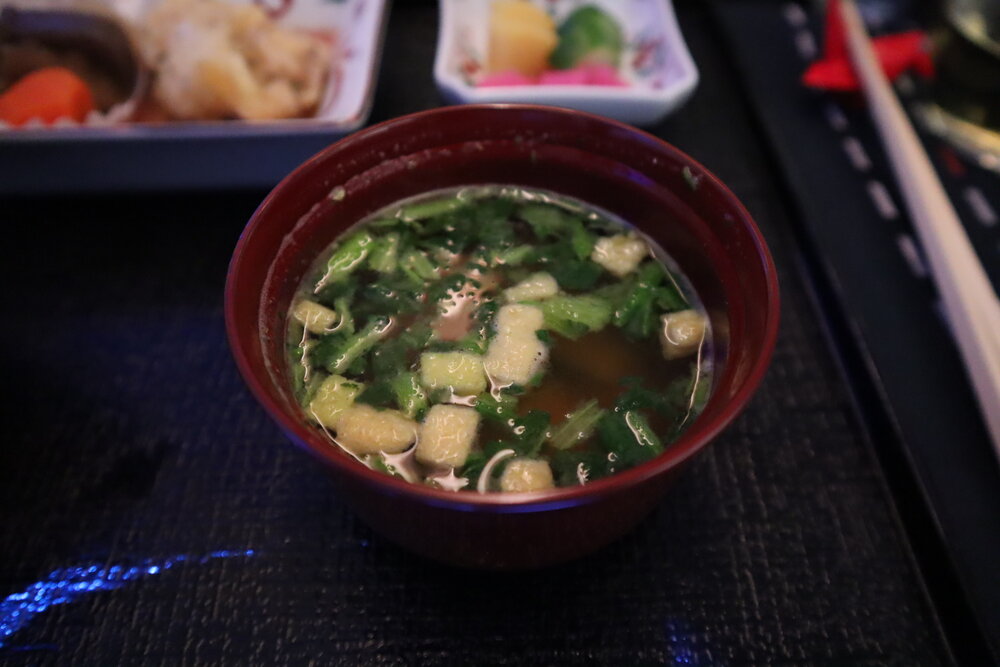 Japan Airlines business class – Miso soup