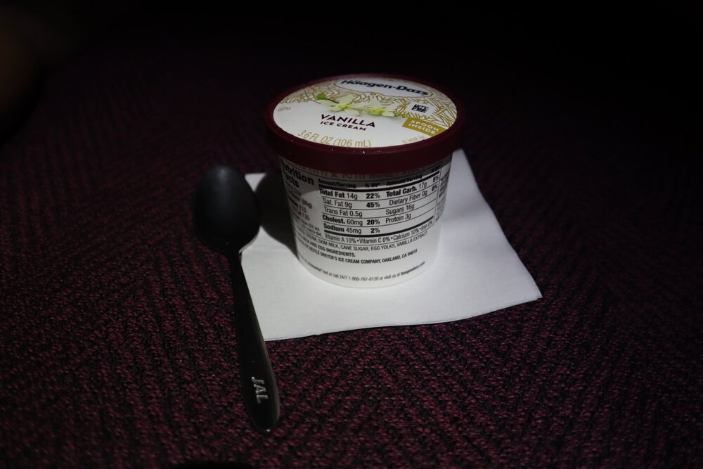 Japan Airlines business class – Häagen-Dazs ice cream