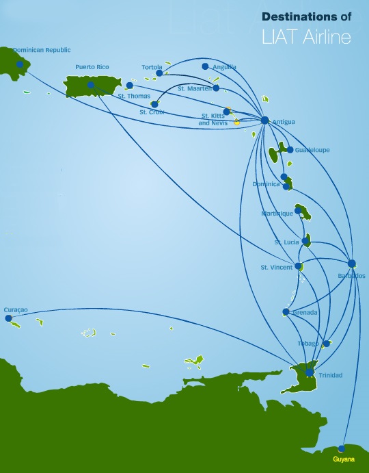 LIAT Route Map