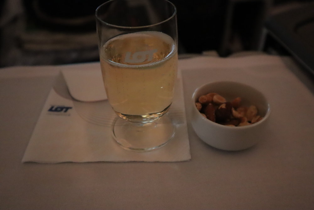 LOT Polish Airlines business class – Mixed nuts and champagne