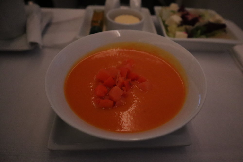 LOT Polish Airlines business class – Carrot and sweet potato soup