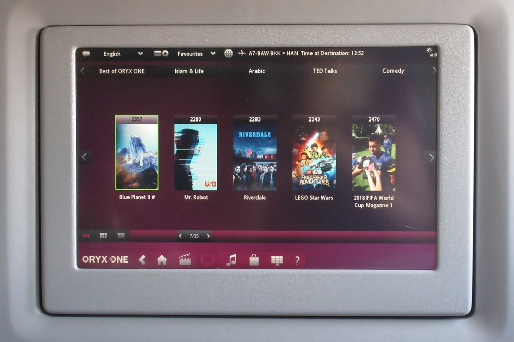 Qatar Airways 777 business class – TV selection