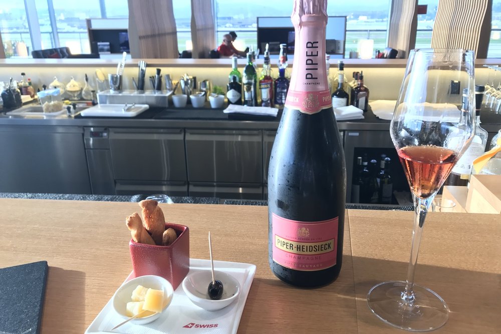 Swiss First Class Lounge Zurich – Piper-Heidsieck Rose Sauvage