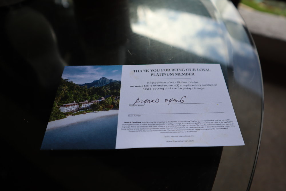 The Andaman Langkawi – Platinum complimentary drinks