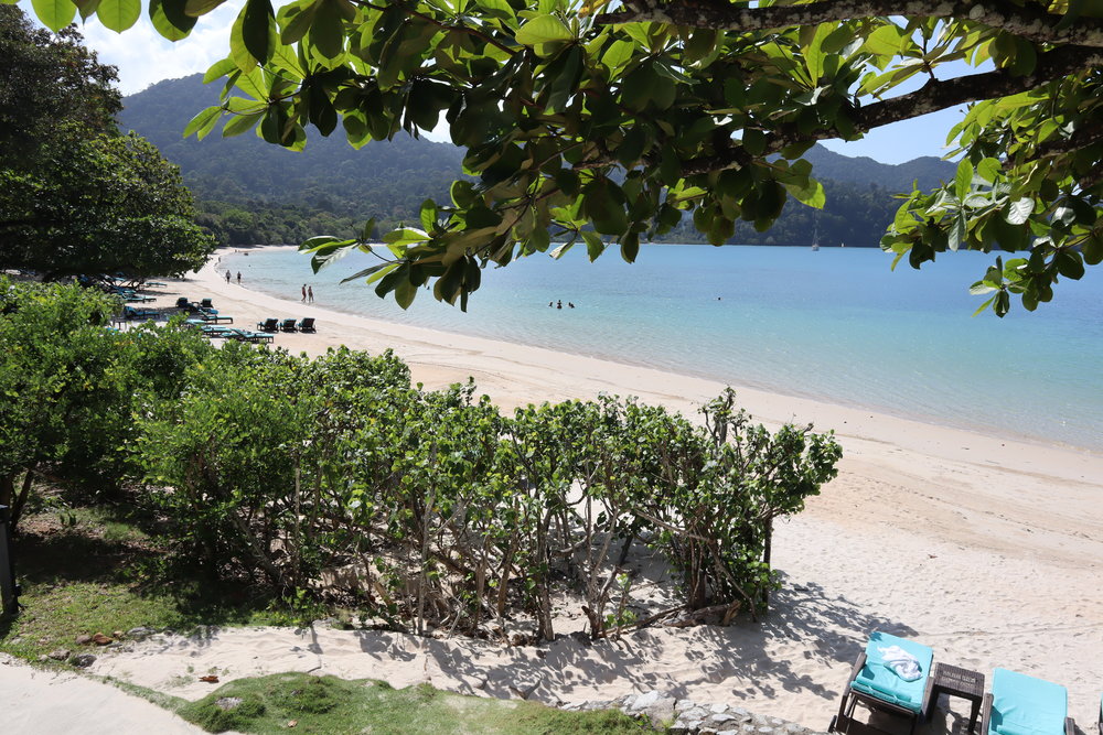 The Andaman Langkawi – View of beach from patio