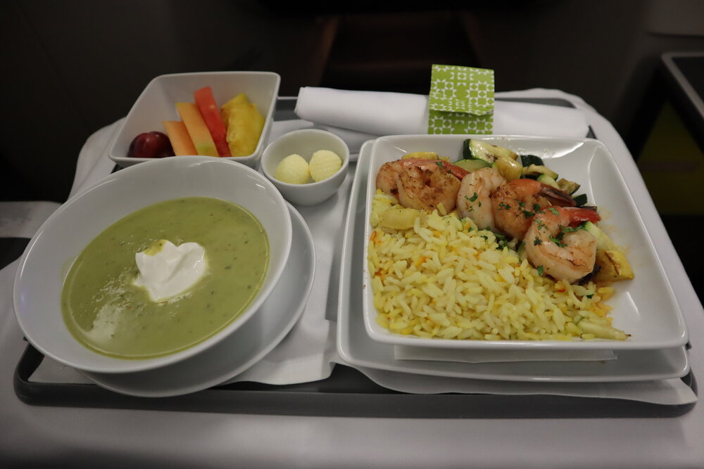 Dinner onboard TAP Air Portugal business class