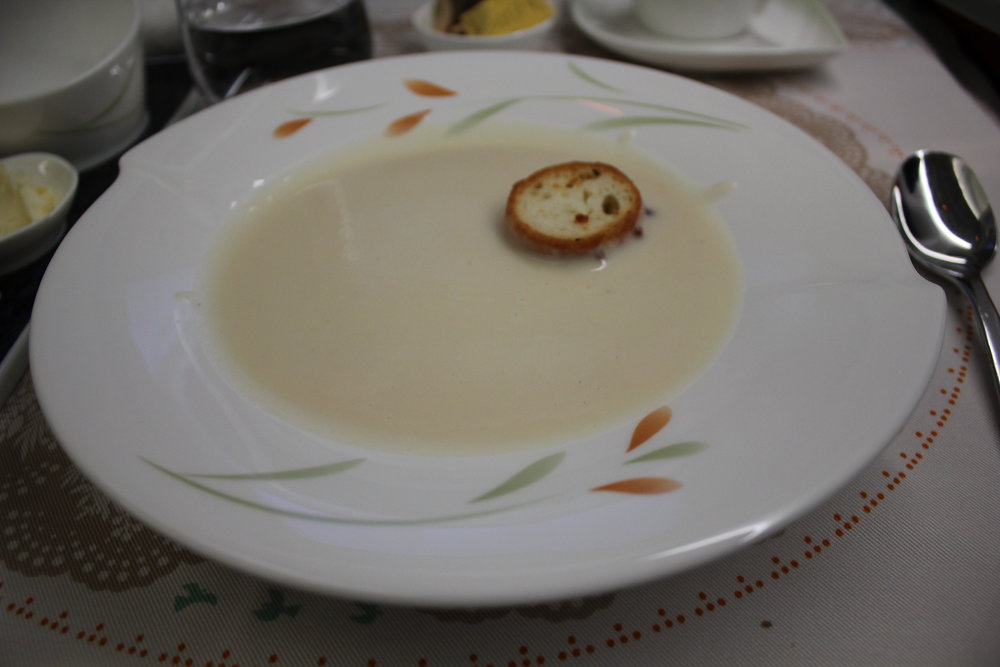 EVA Air business class – Cream of cauliflower soup