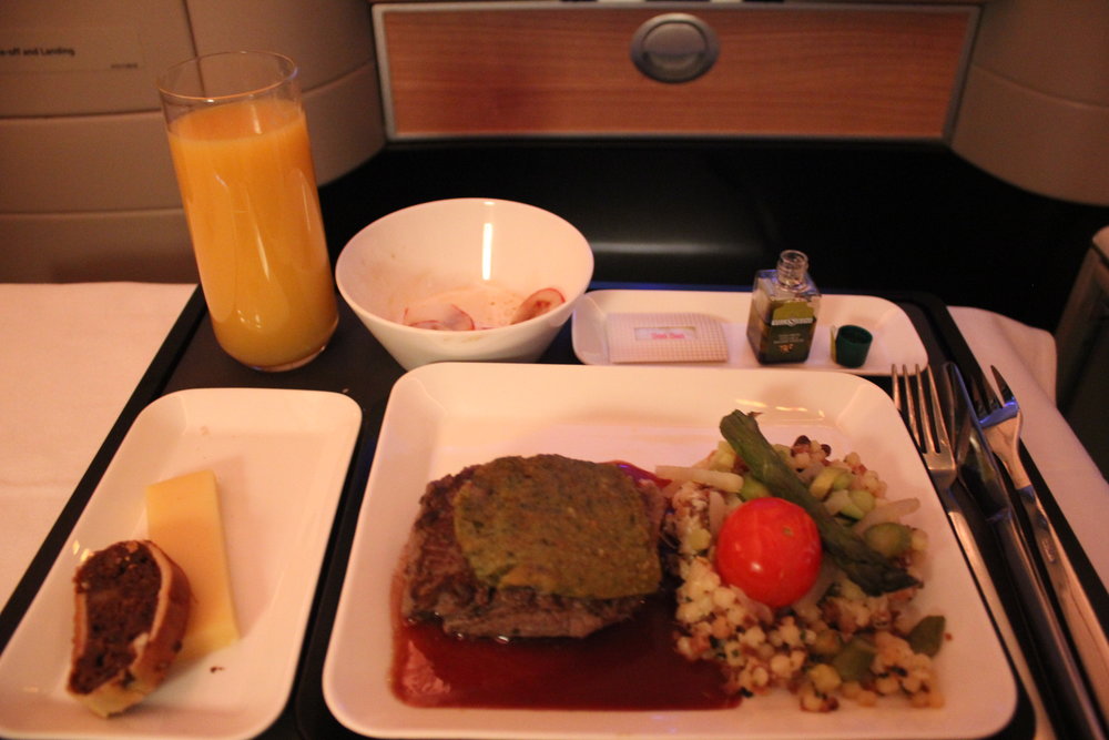 Swiss 777 business class – Beef tenderloin