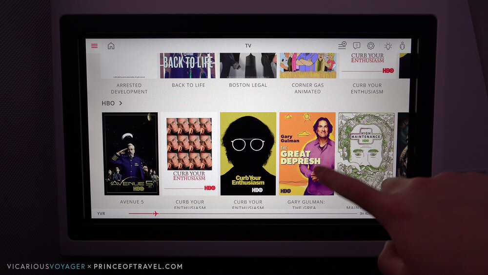 Air Canada A330 new business class – TV selection