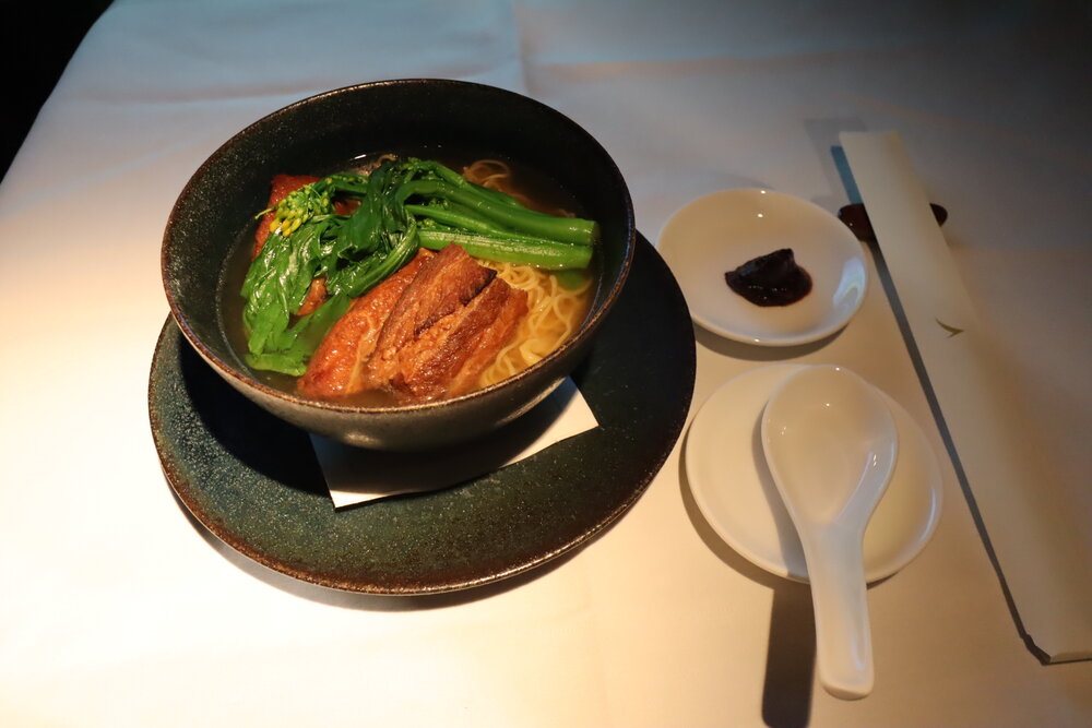 Cathay Pacific First Class – Braised pork noodles