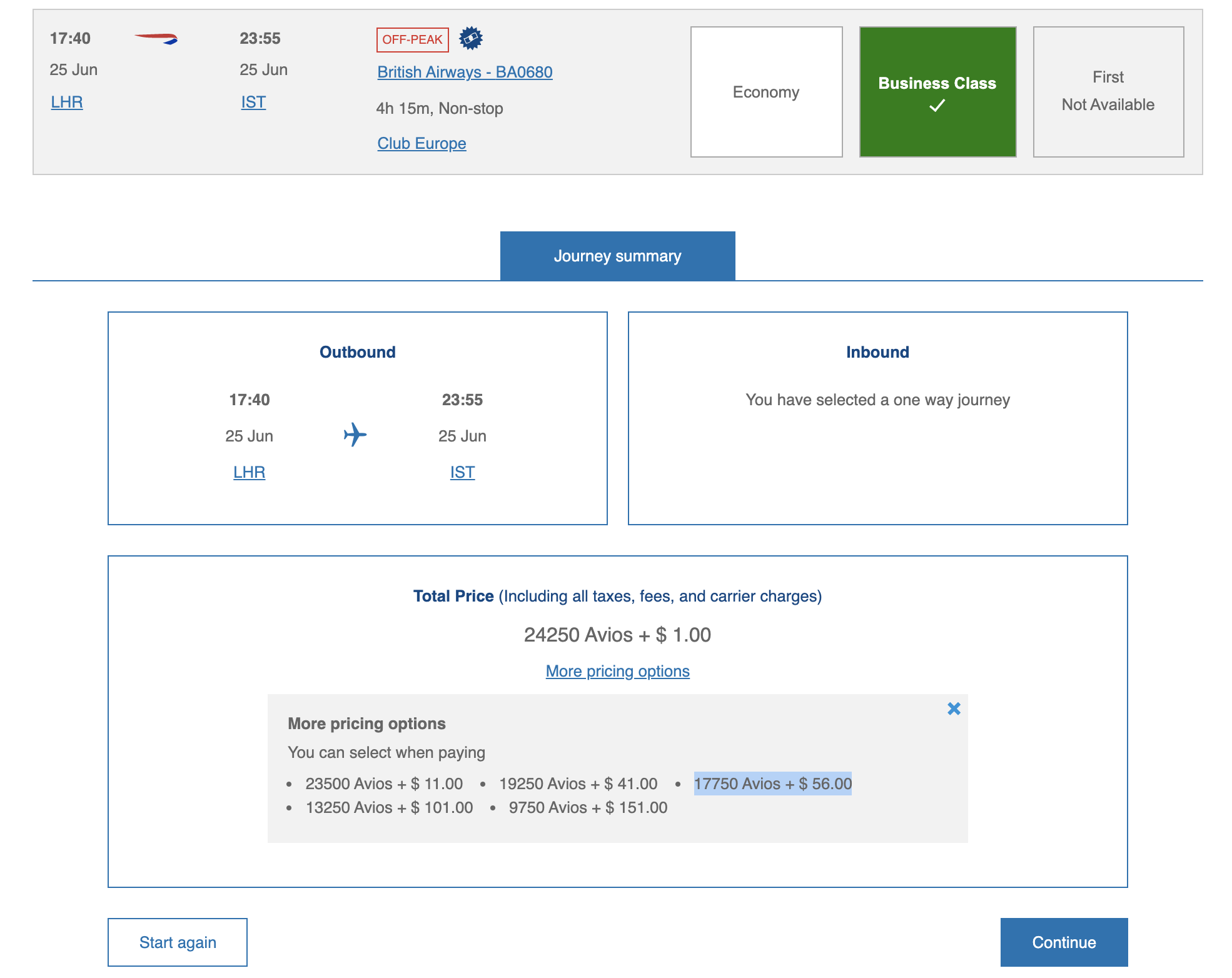 example using all of your points to travel business class