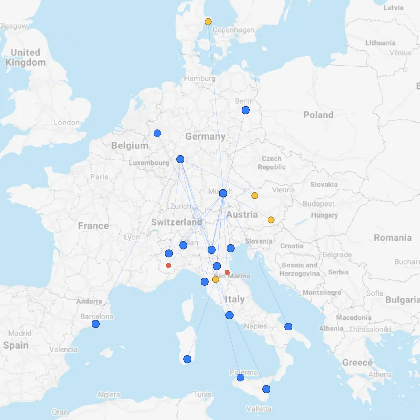 Air Dolomiti route network flight routes