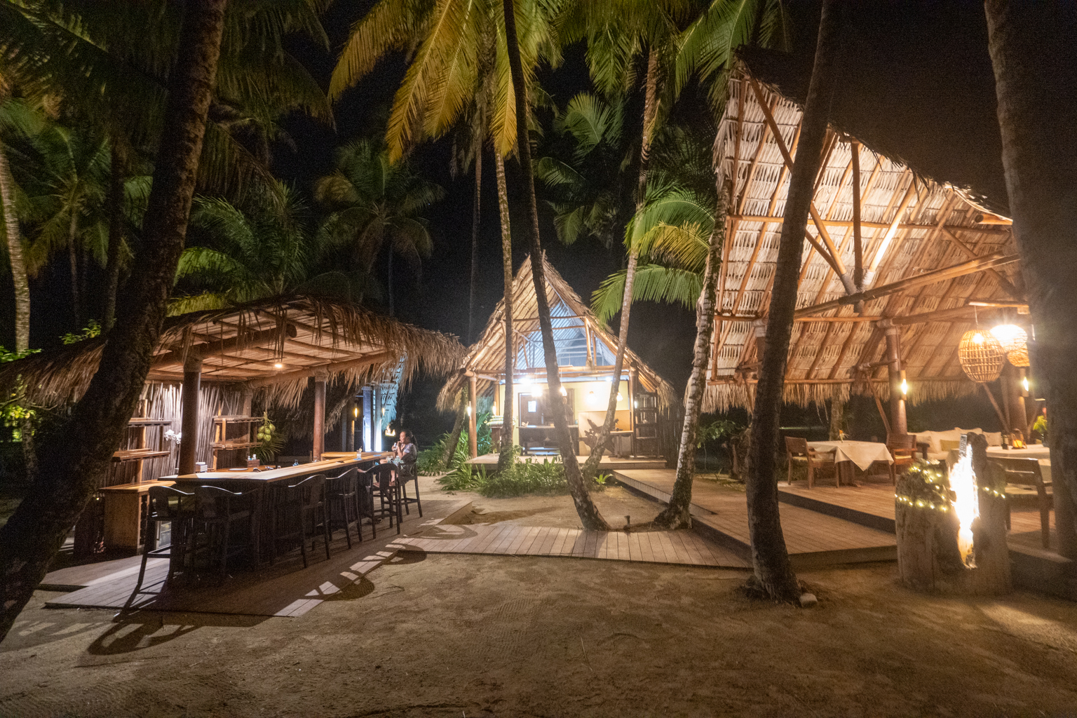 Calala Island – Main pavilion by night