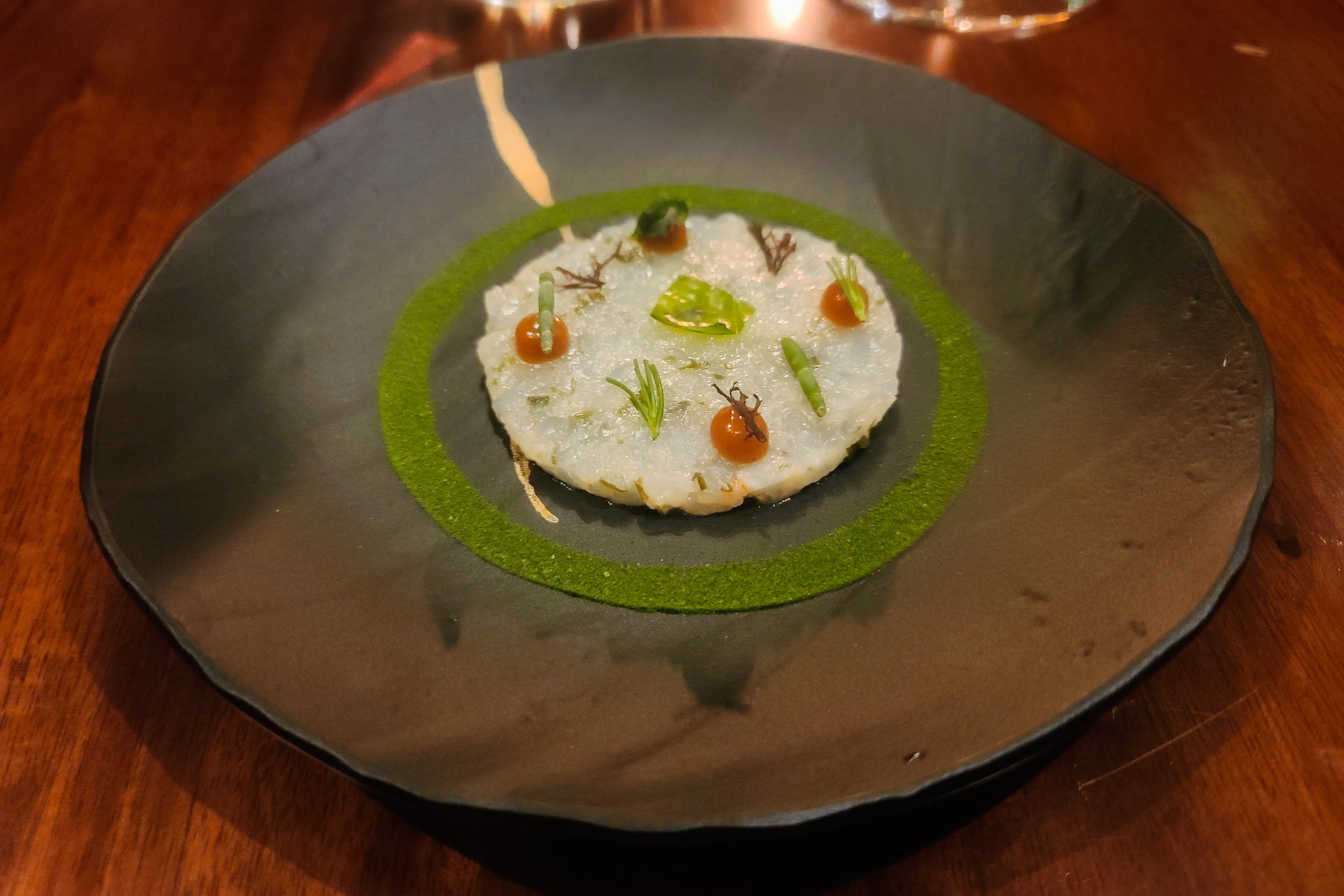 Atelier Crenn – Spot Prawn, Seaweed & Whey