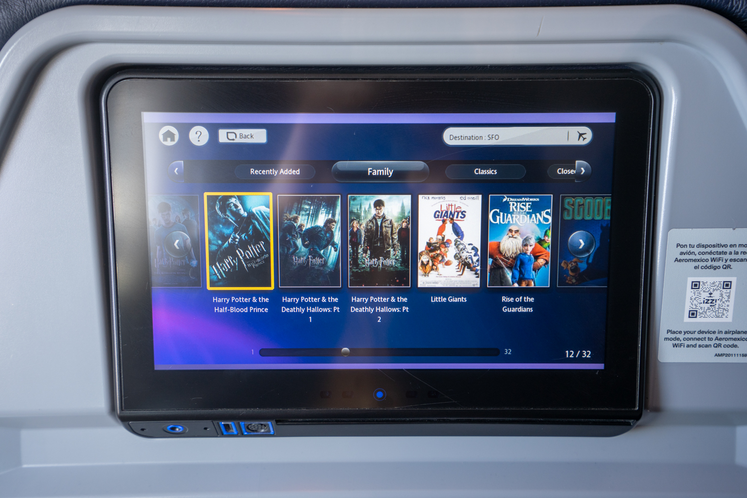 Aeromexico 737 business class – Movie selection