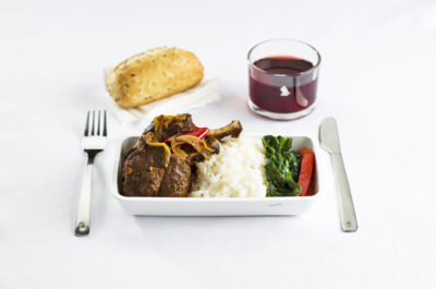 lamb with chilli and cumin jasmine rice and stir fried gai lan