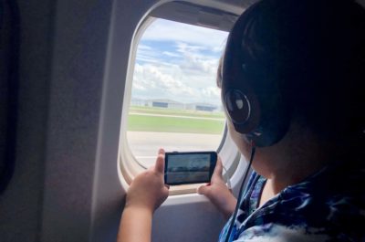 child in a plane seat