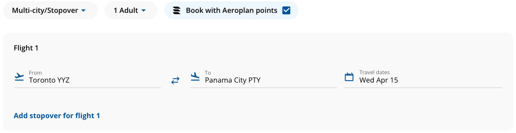 Aeroplan Stopovers Step 1 Aeroplan Stopovers Step 1