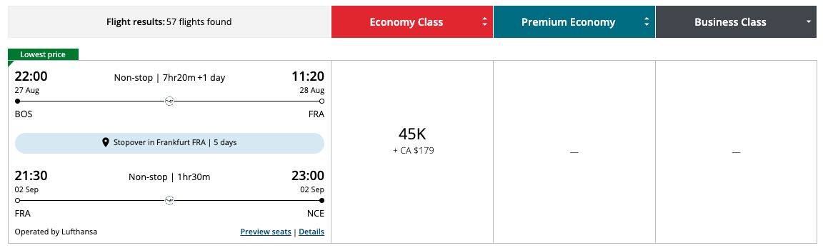 Boston Frankfurt Nice stopover
