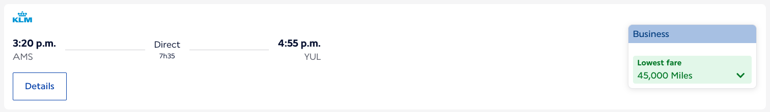 KLM J AMS YUL Promo Reward