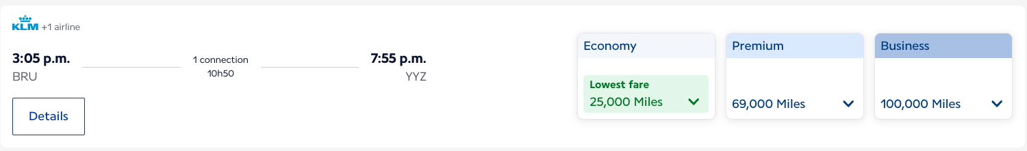 KLM BRU YYZ Y