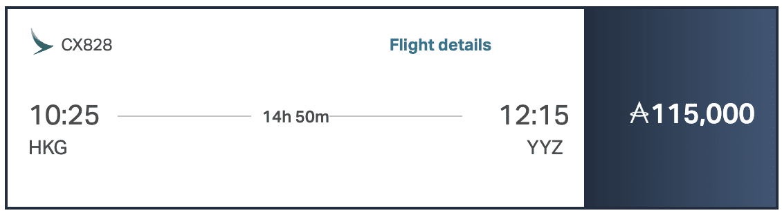 HKG YYZ 115k CX