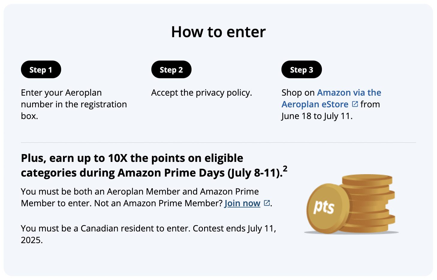 Aeroplan Dream Destinations Delivered steps