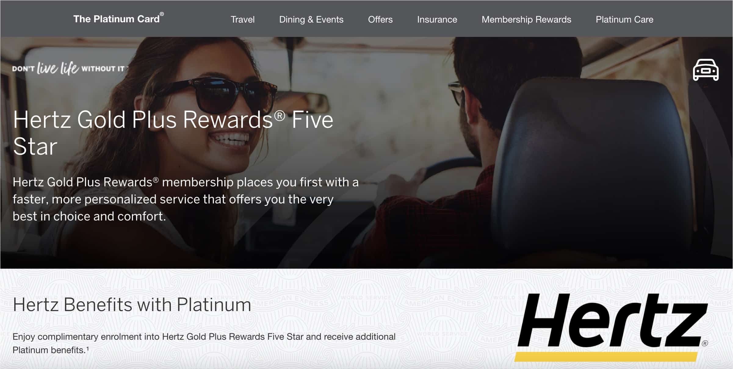 Amex Platinum card gives you instant Hertz Five Star Status