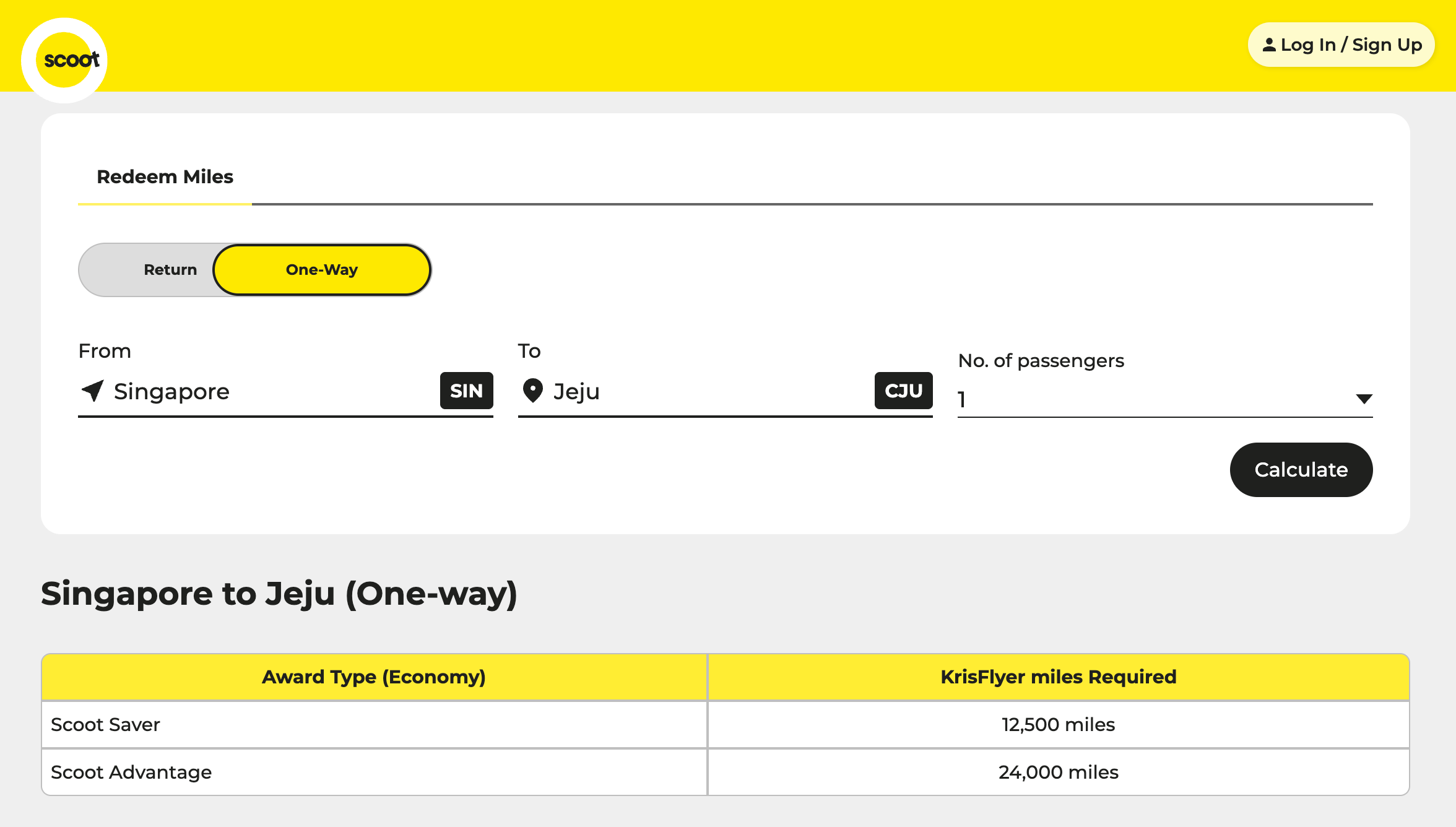 Scoot miles calculator Scoot miles calculator