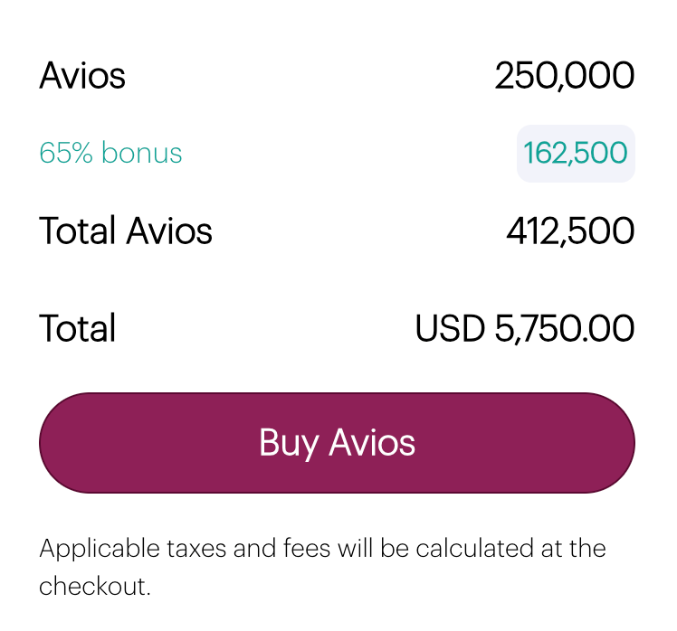 Qatar Avios Select Points 60 bonus checkout screen qatar avios buy points 65 bonus checkout