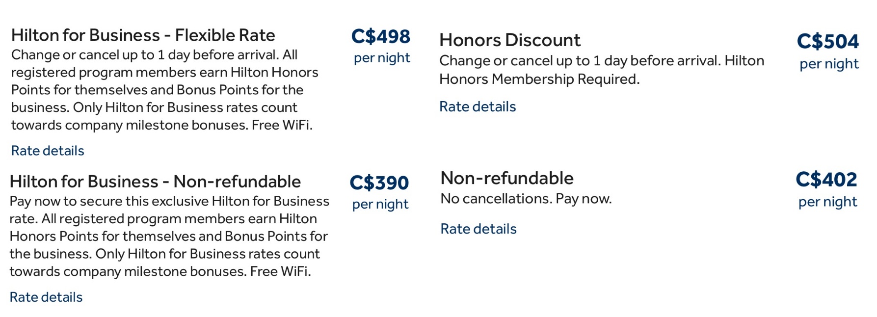 Hilton Honors Business Rate Comparison Hilton Honors Business Rate Comparison