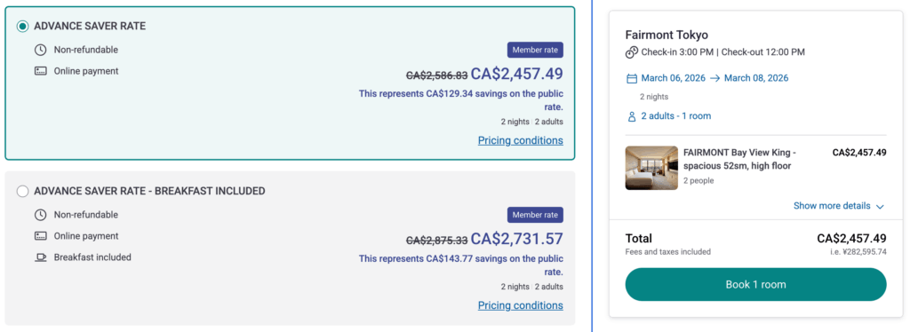 Fairmont Tokyo Regular