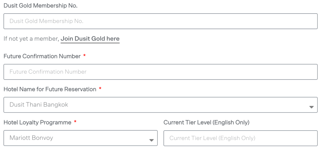 Status Match Dusit Gold Future Reservation